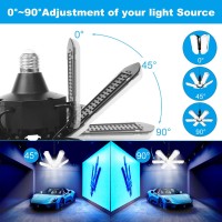 Dajoujs Led Garage Lights 6 Pack Garage Light 250W Super Bright Deformable Led Garage Ceiling Light With 6 Adjustable Panels Led