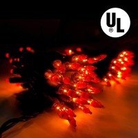 Parkim Halloween Orange Lights String Outdoor 100 Mini Waterproof Incandescent Indoor Decoration Plug In 23 Feet Used For Patio