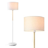 Modern Floor Lamp For Living Room Traditional Farmhouse Floor Lamps Midcentury Pole Lamp With Linen Lamp Shade Standing Tall F