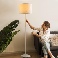 Modern Floor Lamp For Living Room Traditional Farmhouse Floor Lamps Midcentury Pole Lamp With Linen Lamp Shade Standing Tall F