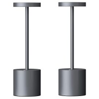 2 Pack Cordless Table Lamp Rechargeable,5000Mah Battery Powered Table Light,3 Color Stepless Dimming Up To 40 Hours Usage,Portable Led Desk Lamp For Restaurant/Bedroom/Bars/Home Patio Outdoor(Grey)