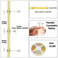 Kxzm 328Ft10M 24V Cob Led Strip Light Natural White 4000K 3840Led Cri 93 6800Lm Uniform Glow Dotless Ip20 Not Waterproof Fle