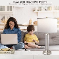 Qimh Touch Control Table Lamps Set Of 2 With Usb Ports 3Way Dimmable Bedside Lamp For Living Room Bedroom House Modern Nights