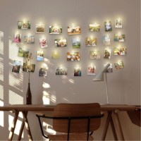 Lac Photo Clip String Lights 17Ft - 50 Led Light For Pictures Battery Powered Indoor Fairy Lights With Clips For College Dorm Room Decor Hanging Wall Lights For Bedroom Christmas Wedding Party