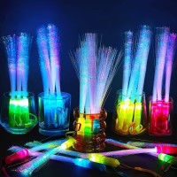 130 Pieces Led Fiber Optic Stick 7 Colors Light Up Fiber Optic Stick Glow In The Dark Wands For Kid Adults Glow Birthday Entertainment Props Party Supplies Carnival Disco, Battery Operated