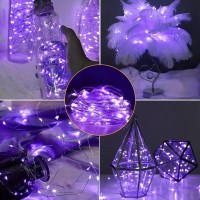 Camantu 12 Pack Fairy Lights Battery Operated, 7Ft 20Led Purple Valentines Day Lights Battery Operated Waterproof Silver Wire For Diy Mason Jar Bedroom Party Birthday Wedding Christmas Decorations