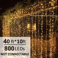 Solhice Led Curtain Lights Outdoor 40Ft X10Ft, 800 Led Plug In Hanging Window String Lights Indoor, Twinkle Lights Backdrop For Patio Wedding Bedroom Backyard D