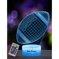 Nice Dream Football Night Light For Kids, 3D Illusion Night Lamp, 16 Colors Changing With Remote Control, Room Decor, Gifts For Children Boys Girls