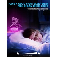 Nice Dream Hockey Player Night Light For Kids, 3D Night Lamp, 16 Colors Changing With Remote Control, Room Decor, Gifts For Children Boys Girls