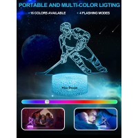 Nice Dream Hockey Player Night Light For Kids, 3D Night Lamp, 16 Colors Changing With Remote Control, Room Decor, Gifts For Children Boys Girls