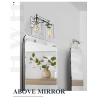 Bathroom Light Fixtures Hwh 2Light Vanity Wall Sconce Lamp Modern Chrome Vanity Light With Clear Glass Shade 5Hlt63B2W Ch