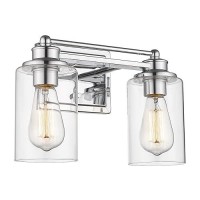 Bathroom Light Fixtures Hwh 2Light Vanity Wall Sconce Lamp Modern Chrome Vanity Light With Clear Glass Shade 5Hlt63B2W Ch