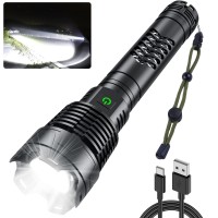 Grentay Rechargeable Flashlights High Lumens, 3500000 Lumens Handheld Led Flashlight 5 Modes, Zoomable, Ipx6 Waterproof Powerful Tactical Flashlight For Emergencies, Camping, Hiking