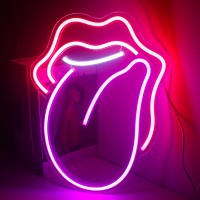 Looklight Tongue Art Neon Sign,Neon Light Sign,Neon Signs For Wall Decor,Tongue Lips Neon Sign,Man Cave Decor For Men,Usb Powered Led Neon Signs For Wedding Birthday Party,Bedroom Decor,Funky Decor