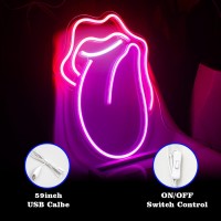 Looklight Tongue Art Neon Sign,Neon Light Sign,Neon Signs For Wall Decor,Tongue Lips Neon Sign,Man Cave Decor For Men,Usb Powered Led Neon Signs For Wedding Birthday Party,Bedroom Decor,Funky Decor