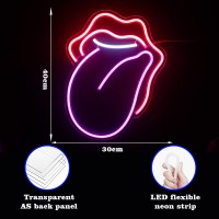 Looklight Tongue Art Neon Sign,Neon Light Sign,Neon Signs For Wall Decor,Tongue Lips Neon Sign,Man Cave Decor For Men,Usb Powered Led Neon Signs For Wedding Birthday Party,Bedroom Decor,Funky Decor