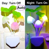 Ausaye Plug In Night Light, Lotus Leaf Style Mushroom Light Led Nightlights For Kids, Adults, Bedroom, Bathroom,Hallway, Stairs, Kitchen Pack Of 6