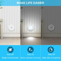 Mlambert 4 Pack Motion Sensor Led Night Light, Cordless Battery-Powered Stick-On Magnet Closet Lights, Safe Lights For Stairs, Cabinet, Cool White