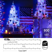 Zhouduidui Red White And Blue Lights, 800Led 330Ft 4Th Of July Decor Patriotic Christmas String Lights 8 Modes Waterproof For Indoor Outdoor Independence Day Christmas Party Garden Wedding Decoration