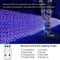 Zhouduidui Red White And Blue Lights, 800Led 330Ft 4Th Of July Decor Patriotic Christmas String Lights 8 Modes Waterproof For Indoor Outdoor Independence Day Christmas Party Garden Wedding Decoration