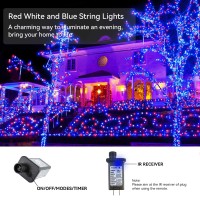 Zhouduidui Red White And Blue Lights, 800Led 330Ft 4Th Of July Decor Patriotic Christmas String Lights 8 Modes Waterproof For Indoor Outdoor Independence Day Christmas Party Garden Wedding Decoration