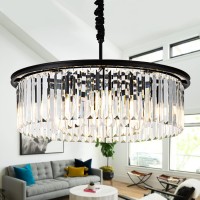 Lighceac 23 8Light Modern Crystal Chandelier Light Fixtures 2 Rings Black Luxury Chandeliers For Dining Room Round Hanging Pe