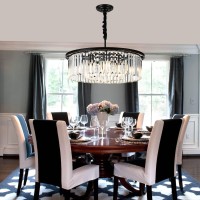 Lighceac 23 8Light Modern Crystal Chandelier Light Fixtures 2 Rings Black Luxury Chandeliers For Dining Room Round Hanging Pe