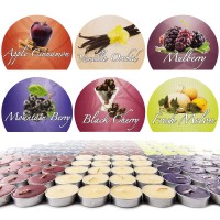 Home Smart Scented Tea Lights Candles Variety Pack Of 120 Mini Candles - 6 Scents Of Tealight Candles - Apple, Mulberry, Vanilla, Melon, Berry, And Black Cherry - With Ballard Products Air Freshener