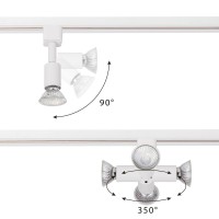 Mirrea J Type Track Lighting Head To Gu10 Base Adapter Light Direction Adjustable Pack Of 3 (White)