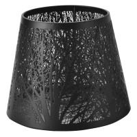 Bnwoinb Small Lamp Shade Clip On Bulb,Barrel Metal Lampshade With Pattern Of Trees For Table Chandelier Wall Lamp Black