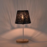 Bnwoinb Small Lamp Shade Clip On Bulb,Barrel Metal Lampshade With Pattern Of Trees For Table Chandelier Wall Lamp Black