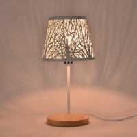 Bnwoinb Small Lamp Shade Clip On Bulb,Barrel Metal Lampshade With Pattern Of Trees For Table Chandelier Wall Lamp Black