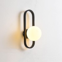 Pobllem Glass Globe Wall Lighting Sconce Matte Black Wall Mount Light With Classic Oval Design, Mid Century Modern Wall Lamp For Bedroom Living Dining Room (Matte Black)