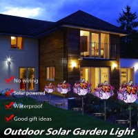 Weepong Outdoor Solar Lights 2 Pack Solar Garden Stake Lights With 18 Butterflies Decoration Outdoor Lights Waterproof Solar B