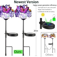 Weepong Outdoor Solar Lights 2 Pack Solar Garden Stake Lights With 18 Butterflies Decoration Outdoor Lights Waterproof Solar B