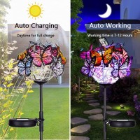 Weepong Outdoor Solar Lights 2 Pack Solar Garden Stake Lights With 18 Butterflies Decoration Outdoor Lights Waterproof Solar B