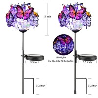 Weepong Outdoor Solar Lights 2 Pack Solar Garden Stake Lights With 18 Butterflies Decoration Outdoor Lights Waterproof Solar B