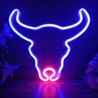 Enshui Bull Neon Sign For Wall Decor Usbbattery Powered Cow Gift Led Neon Lights For Bedroom Kids Room Wedding Bar Cow Par