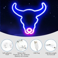 Enshui Bull Neon Sign For Wall Decor Usbbattery Powered Cow Gift Led Neon Lights For Bedroom Kids Room Wedding Bar Cow Par