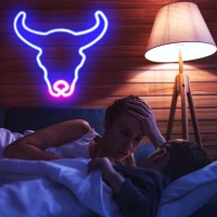 Enshui Bull Neon Sign For Wall Decor Usbbattery Powered Cow Gift Led Neon Lights For Bedroom Kids Room Wedding Bar Cow Par