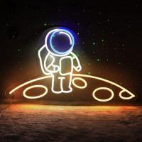 Vinray Astronaut Neon Sign Large Spaceman Standing On The Planet Led Neon Sign Big Neon Light Sign For Game Room Wall Decor For