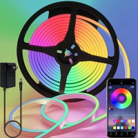 Lucienstar Neon Rope Lights, 16.4Ft Rgb Flexible Multi Color Rope Lights With Music Sync, Bluetooth App Control, Neon Lights For Indoor Outdoor Diy Decor, 12V Power Adapter Included