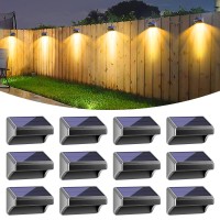 Bridika Solar Fence Lights, Fence Lights Fence Solar Lights Outdoor Waterproof Warm White & Color Glow Led Solar Lights For Backyard, Patio, Deck Railing, Stair Handrail, Pool And Wall (12 Packs)