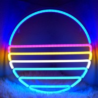 Sunset Neon Sign For Bedroom - Imegina Dimmable Cool Neon Signs For Wall Decor 12.6X12.6 Inch Usb Powered, Large Beach Led Novelty Neon Lights For Man Cave, Party, Bar, Boy'S Room