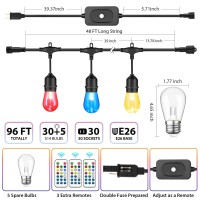 Mlambert 2 Pack 48Ft Outdoor Patio Lights, Rgb Cafe String Lights, 30+5 E26 S14 Shatterproof Edison Bulbs, Commercial Grade Dimmable String Lights For Bistro Backyard Garden - Totally 96Ft