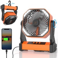 Camping Fan With Led Lantern 20000Mah Rechargeable Battery Operated Tent Fan 270Rotation 4 Speeds Usb Charging Personal