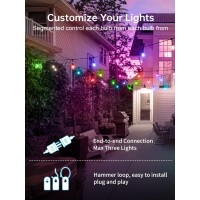 48Ft Color Changing Outdoor String Lights Commercial Grade With Music Sync Remote And 15 Shatterproof Led Edison Bulbs Dimmable