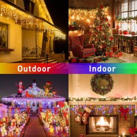 Jmexsuss Color Changing Christmas Lights Outdoor Waterproof, 11 Modes 400 Led Christmas Icicle Lights With 40 Drops, Warm White To Multicolor Icicle String Lights For Christmas Eaves Party Decorations