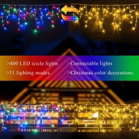 Jmexsuss Color Changing Christmas Lights Outdoor Waterproof, 11 Modes 400 Led Christmas Icicle Lights With 40 Drops, Warm White To Multicolor Icicle String Lights For Christmas Eaves Party Decorations