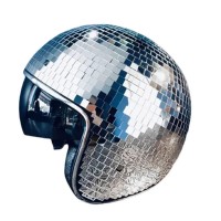 Biudui Disco Ball Helmets, Disco Mirror Glitter Ball Helmets, Glitter Mirror Glass Disco Helmets, Stunning Disco Ball Helmets For Dj Club Stage Bar Party Dance